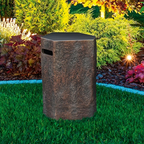 Gardenforma Abdeckung für Gasflaschen, Naturstein-Optik dunkel Faserbeton, für 11 kg Gasbehälter Bild