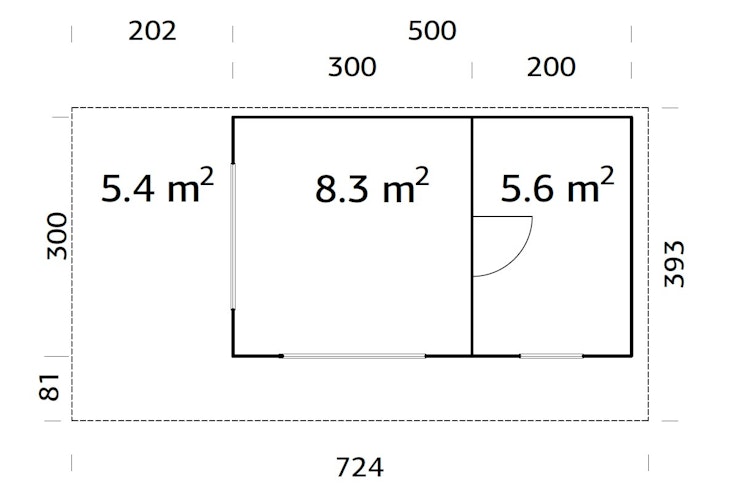 PRE:GA Gartenhaus Belchen 2 Räume Leimholz mit Isolierglas-Schiebetüren mit Schleppdach 700 x 300 cm Bild