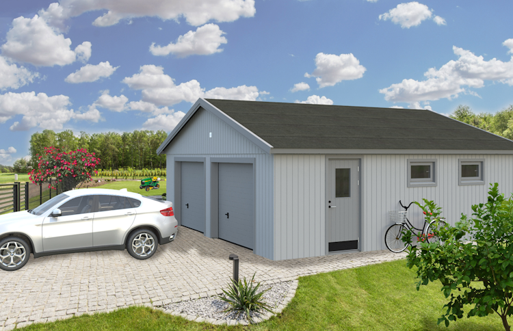 Palmako Nordic+ Gartenhaus/Garage Andre mit 2 Sektionaltoren - 44,7 m² - 160 mm