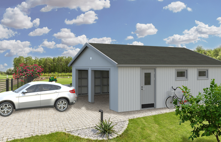 Palmako Nordic+ Gartenhaus/Garage Andre ohne Sektionaltor - 44,7 m² - 160 mm