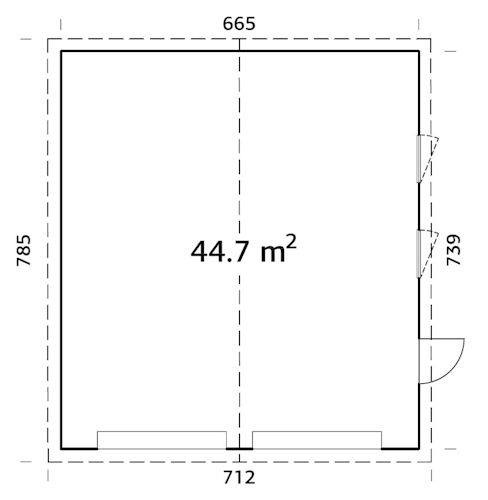 Palmako Nordic+ Gartenhaus/Garage Andre ohne Sektionaltor - 44,7 m² - 160 mm