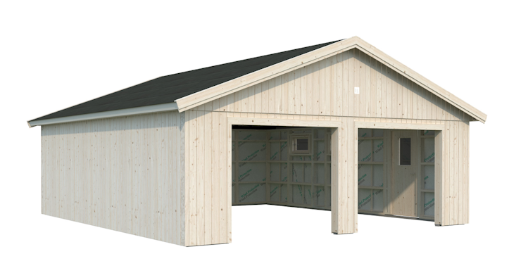 Palmako Nordic+ Gartenhaus/Garage Andre ohne Sektionaltor - 44,7 m² - 160 mm