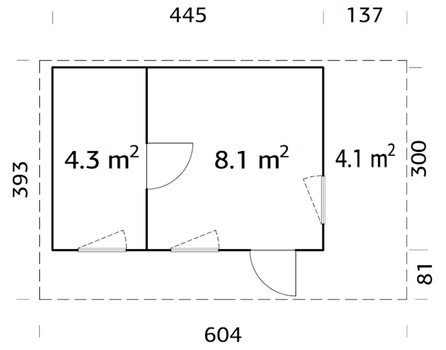 Palmako Premium Gartenhaus Grace 12,4 m² inkl. 4,1 m² Anbau - 56 mm