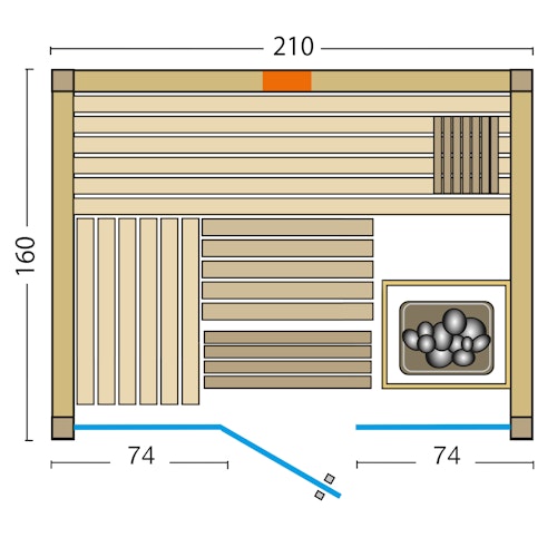 Infraworld Sauna Panorama Complete 160 Fichte - 75 mm Multifunktionssauna inkl. 5-teiligem gratis Zubehörset