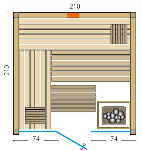 B-Ware Infraworld Sauna Panorama Complete 210 Fichte - 75 mm Multifunktionssauna inkl. 5-teiligem gratis Zubehörset Bild