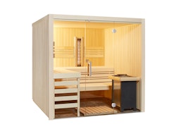 Infraworld Sauna Panorama Complete 210 Espe - 75 mm Multifunktionssauna inkl. 5-teiligem gratis Zubehörset