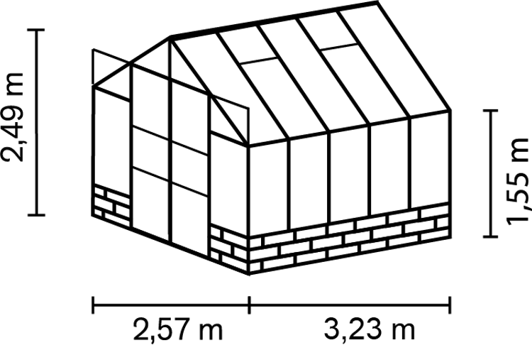 Vitavia Gewächshaus Cassandra 8300 inkl. Sockelmauer - 8,3 m²