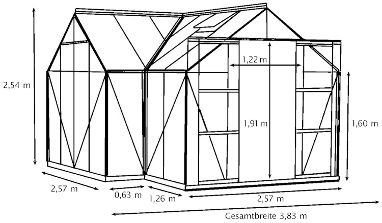 Vitavia Gewächshaus Sirona/Sirius Orangerie inkl. 4 Dachfenstern - 13,0 m² Bild