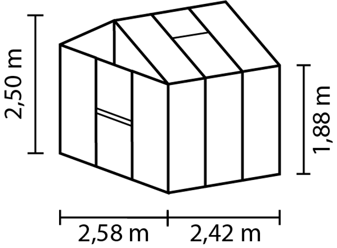 Vitavia Gewächshaus Zeus 6200 inkl. 2 Dachfenstern - 6,2 m²
