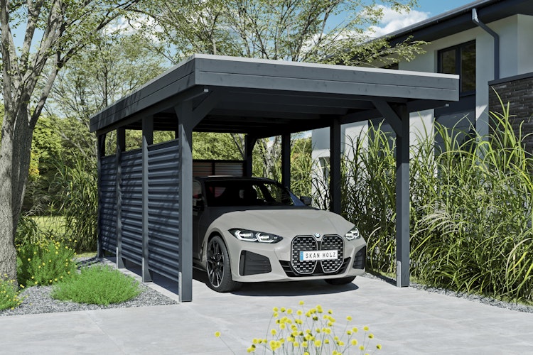 Skan Holz Carport Friesland Hybrid Set 11 314x555 cm inkl. Rück- und Seitenwände aus Aluminium Bild