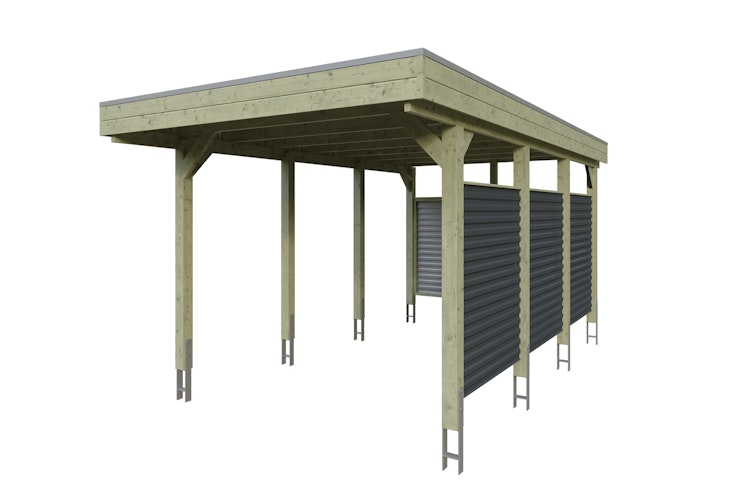 Skan Holz Carport Friesland Hybrid Set 11 314x555 cm inkl. Rück- und Seitenwände aus Aluminium Bild