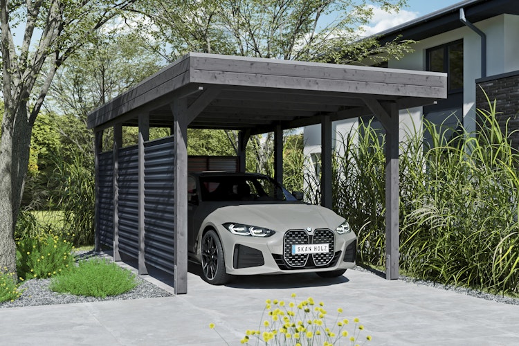 Skan Holz Carport Friesland Hybrid Set 11 314x555 cm inkl. Rück- und Seitenwände aus Aluminium Bild