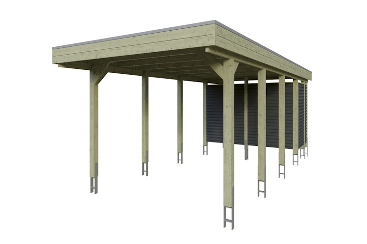 Skan Holz Carport Friesland Hybrid Set 12 314x708 cm inkl. Abstellraum Bild