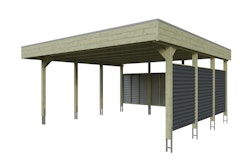 Skan Holz Carport Friesland Hybrid Set 13 557x555 cm inkl. Rück- und Seitenwände aus Aluminium