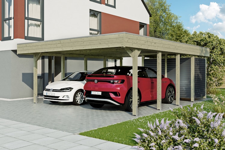 Skan Holz Carport Friesland Hybrid Set 14 557x708 cm inkl. Abstellraum Bild