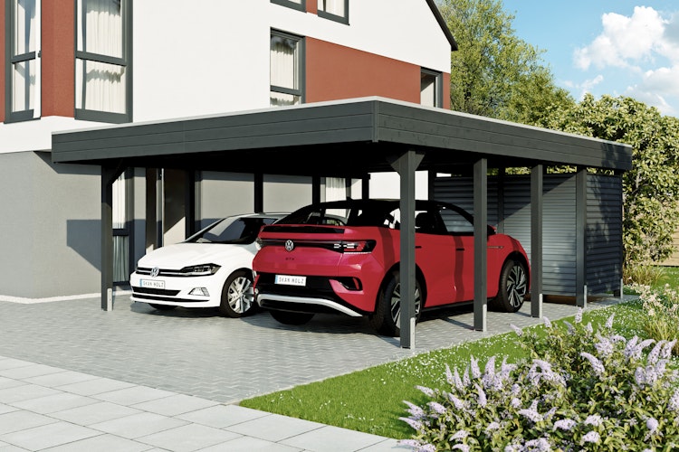 Skan Holz Carport Friesland Hybrid Set 14 557x708 cm inkl. Abstellraum Bild