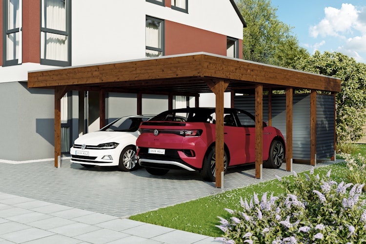 Skan Holz Carport Friesland Hybrid Set 14 557x708 cm inkl. Abstellraum Bild