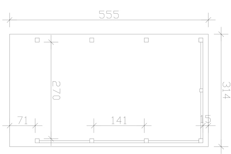 Skan Holz Carport Friesland Hybrid Set 11 314x555 cm inkl. Rück- und Seitenwände aus Aluminium Bild