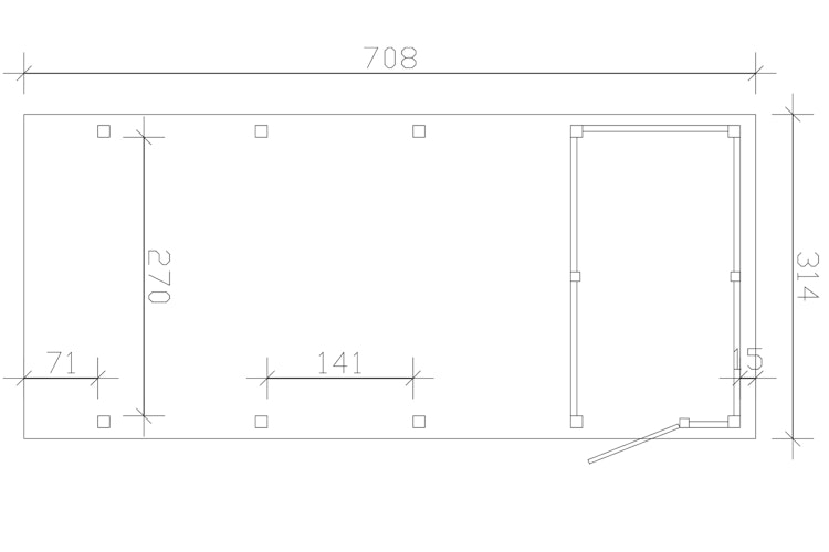 Skan Holz Carport Friesland Hybrid Set 12 314x708 cm inkl. Abstellraum Bild