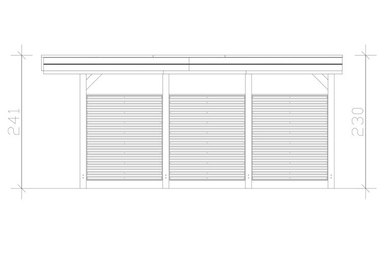 Skan Holz Carport Friesland Hybrid Set 11 314x555 cm inkl. Rück- und Seitenwände aus Aluminium Bild