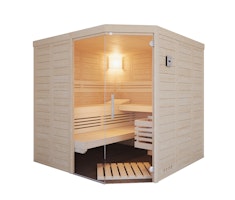 Infraworld Sauna Solido 209 Ecke - 40 mm Massivholzsauna inkl. 5-teiligem gratis Zubehörset