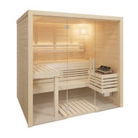 Infraworld Solido Glas 167 - 40 mm Massivholzsauna inkl. 5-teiligem gratis Zubehörset