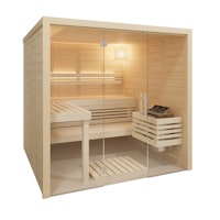 Infraworld Solido Glas 212 - 40 mm Massivholzsauna inkl. 5-teiligem gratis Zubehörset