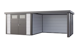 Telluria Metallgerätehaus Classico 3030 mit Lounge Anbau (ca. 314 cm Breite) inkl. 2 Fenstern