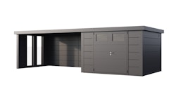 Telluria Metallgerätehaus Classico 3030 mit Lounge Anbau XL (ca. 450 cm Breite) inkl. 2 Fenstern