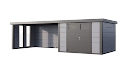Telluria Metallgerätehaus Classico 3030 mit Lounge Anbau (ca. 450 cm Breite) inkl. 2 Fenstern