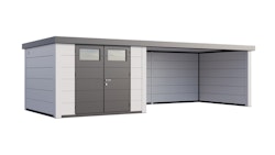 Telluria Metallgerätehaus Classico 3030 mit Lounge Anbau XL (ca. 450 cm Breite)