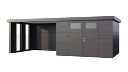 Telluria Metallgerätehaus Classico 3330 mit Lounge Anbau (ca. 344 cm Breite) inkl. 2 Fenstern