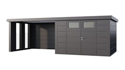 Telluria Metallgerätehaus Classico 3330 mit Lounge Anbau XL (ca. 450 cm Breite) inkl. 2 Fenstern