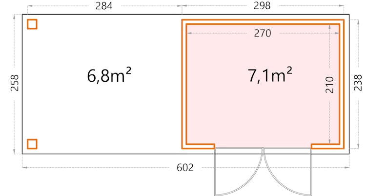 Telluria Metallgerätehaus Classico 3024 mit 280 cm Seitendach large