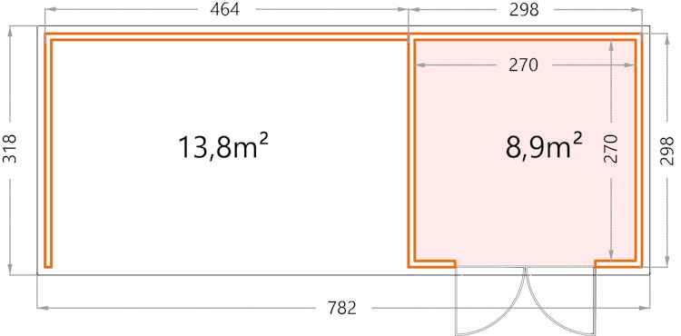 Telluria Metallgerätehaus Classico 3330 mit Lounge Anbau XL (ca. 450 cm Breite)