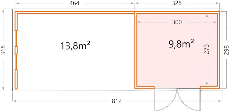 Telluria Metallgerätehaus Classico 3330 mit Lounge Anbau XL (ca. 450 cm Breite) inkl. 2 Fenstern