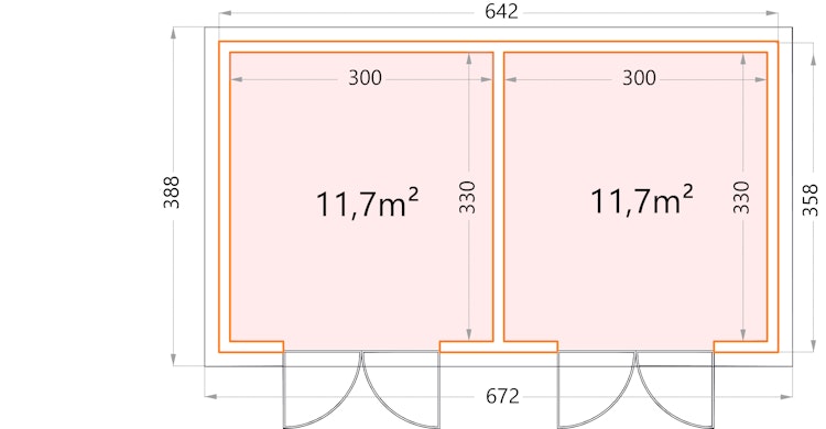 Telluria Metallgerätehaus Duo 3336+ Zweiraum-Gartenhaus