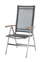 Diamond Garden Hochlehner VENEDIG, Edelstahl gebürstet / Sunproof Sling / Teak-Armlehnen