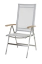 Diamond Garden Hochlehner VENEDIG, Edelstahl gebürstet / Sunproof Sling / Teak-Armlehnen