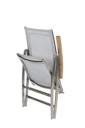 Diamond Garden Hochlehner VENEDIG, Edelstahl gebürstet / Sunproof Sling / Teak-Armlehnen