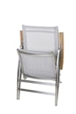 Diamond Garden Hochlehner VENEDIG, Edelstahl gebürstet / Sunproof Sling / Teak-Armlehnen