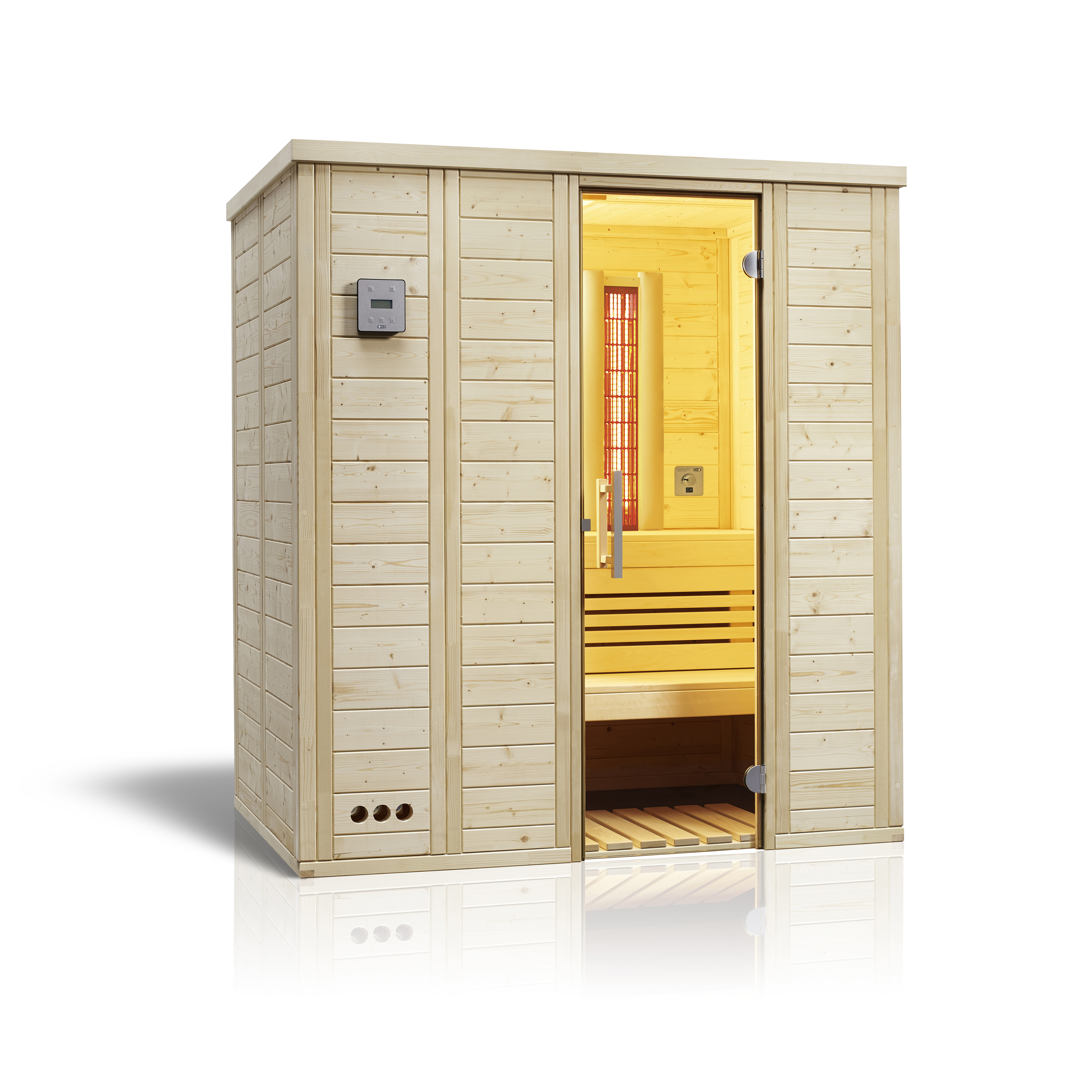 Vorschaubild Galerie Infraworld Sauna Vitalis 184 Complete - 40 mm Massivholzsauna inkl. 5-teiligem gratis Zubehörset
