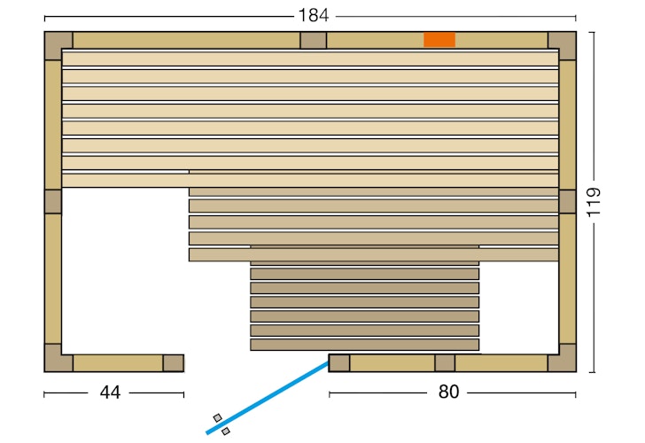 Infraworld Sauna Vitalis 184 Complete - 40 mm Massivholzsauna inkl. 5-teiligem gratis Zubehörset Bild