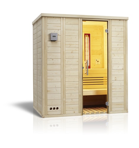 Infraworld Sauna Vitalis 184 Complete - 40 mm Massivholzsauna inkl. 5-teiligem gratis Zubehörset Bild