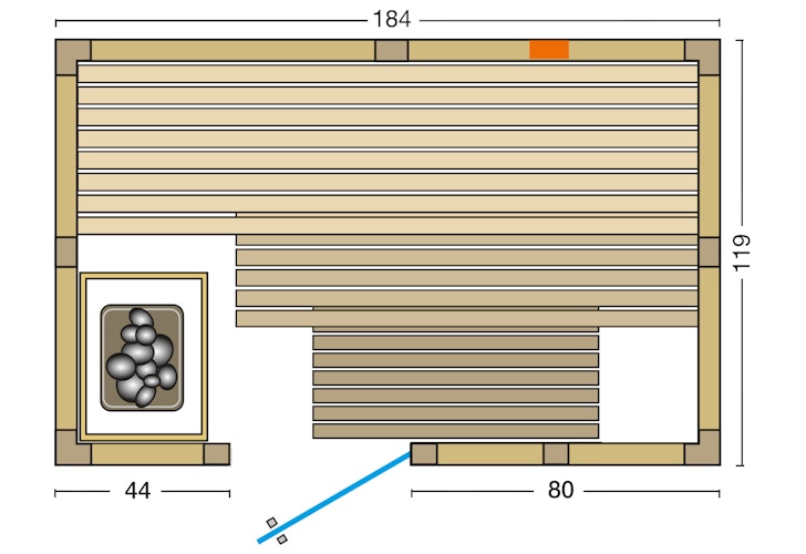 Infraworld Sauna Vitalis 184 Complete Set - 40 mm Massivholzsauna inkl. 5-teiligem gratis Zubehörset Bild