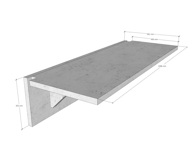 WWOO Betonelement Arbeitsplatte, hellgrau, ohne Ausschnitt Bild