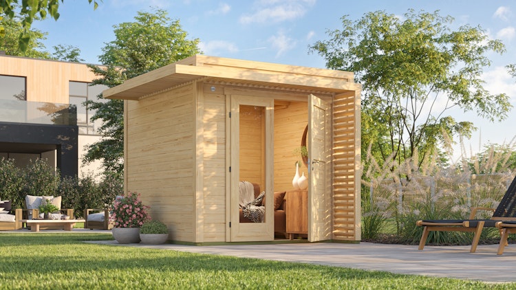 Weka Design Gartenhaus Pure Garden Amberley - 19 mm inkl. gratis Dachbahnen