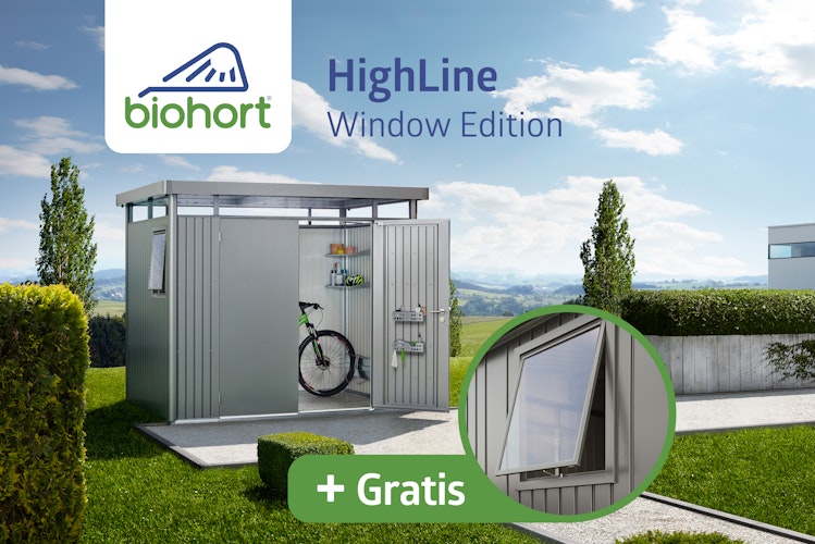 Biohort Gerätehaus HighLine Window Edition inkl. gratis Fensterelement im Wert von 329 € Bild