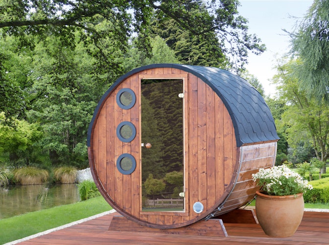 Wolff Finnhaus Selma 2116 Thermoholz Bausatz mit schwarzen Dachschindeln
