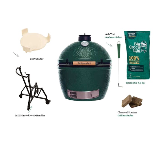 Big Green Egg Kamado Grill XLARGE Starter Set inkl. 2x 4,5 kg naturbelassene Holzkohle